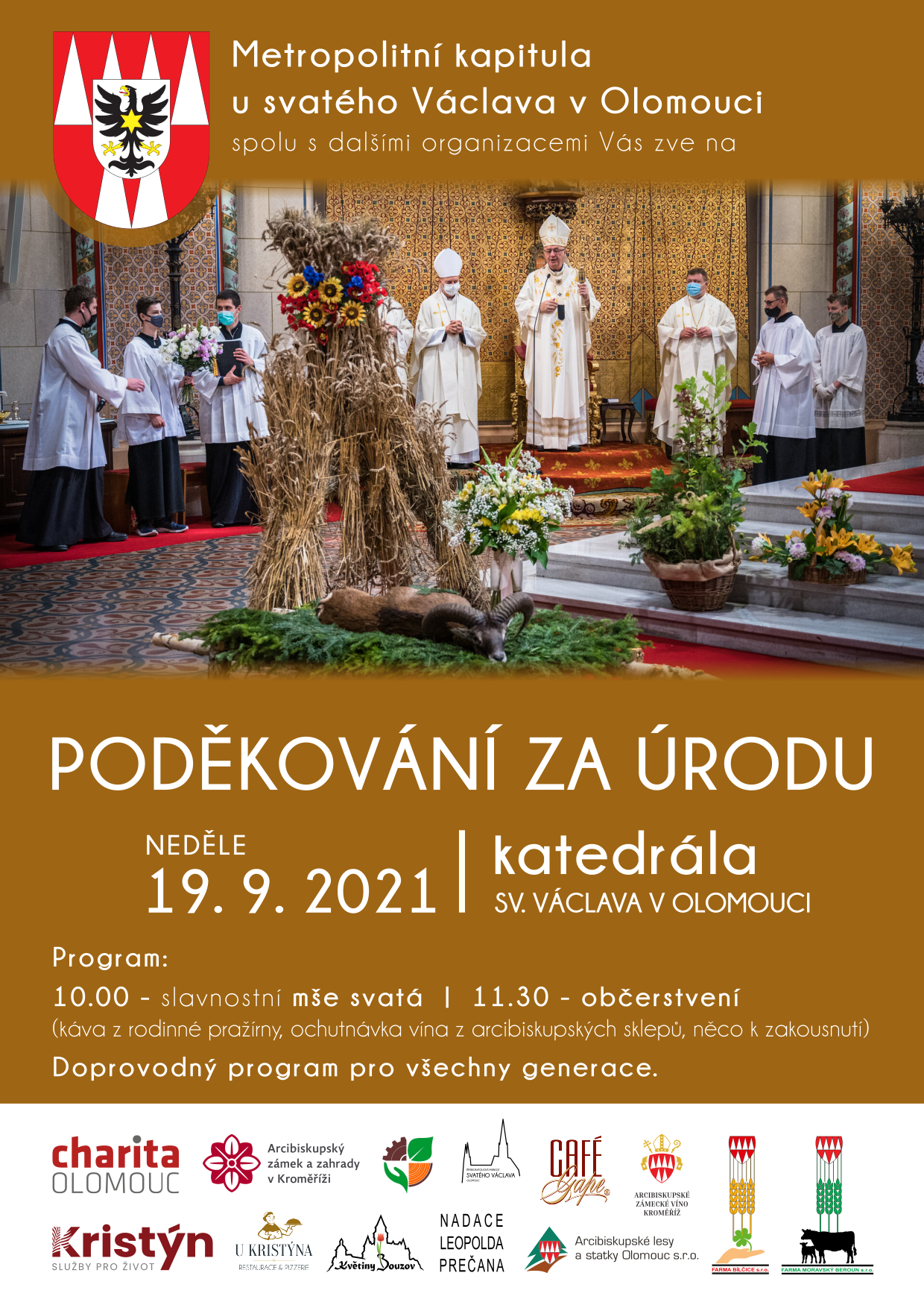 Poděkování za úrodu, katedrála sv. Václava Olomouc, 19.9.2021 v 10 hodin.